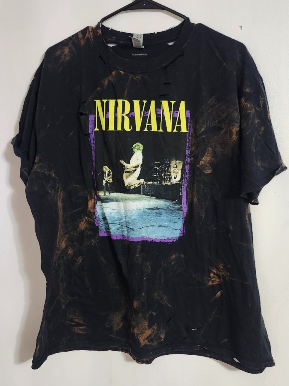 Bleached and distressed Nirvana band shirt size 2XL